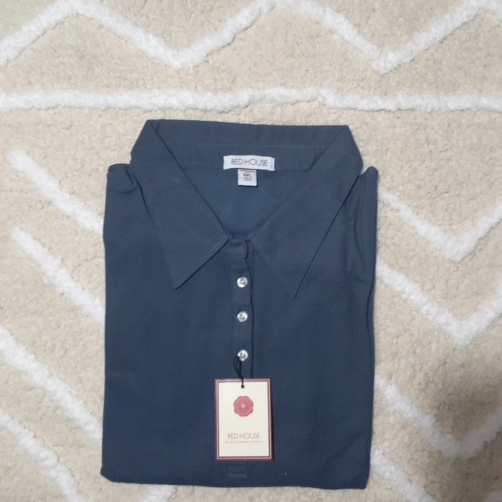 Red House Navy Blue Mens 4XL Short Sleeve Casual Polo NWT Plus Size Fit